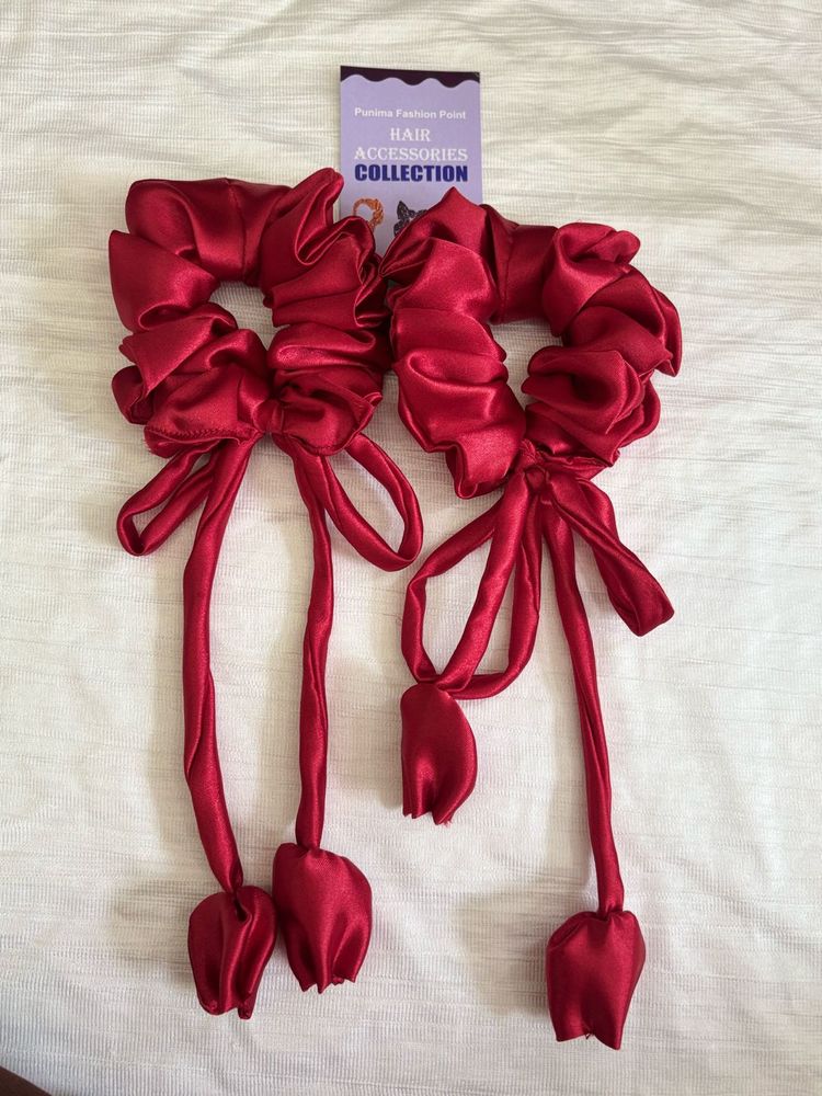 2-Piece Satin Scrunchie with Hanging Tulip– Elegan