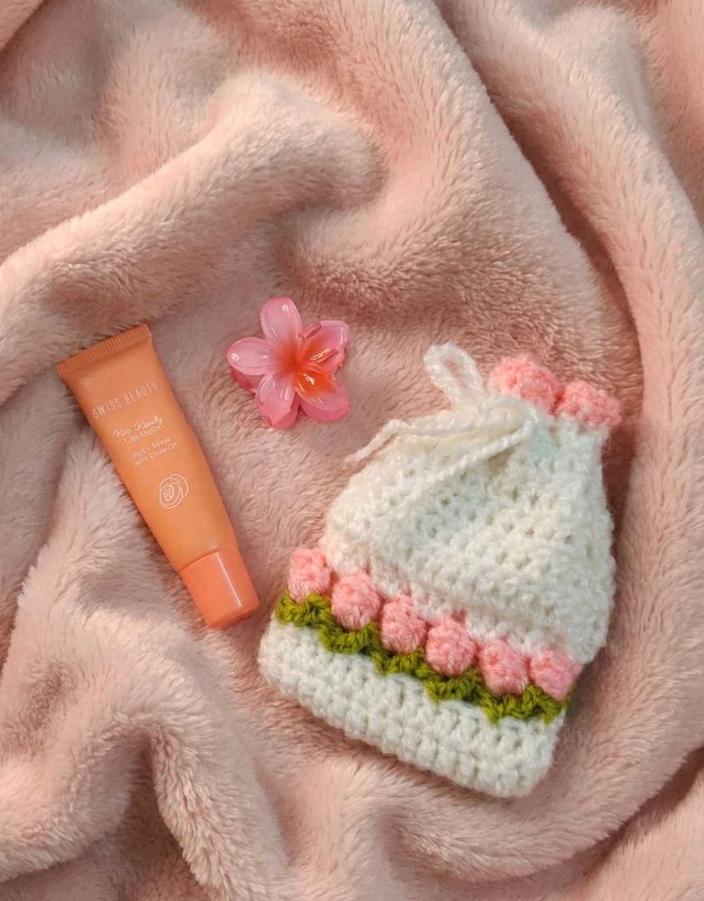 Combo tulip Crochet Headband and pouch