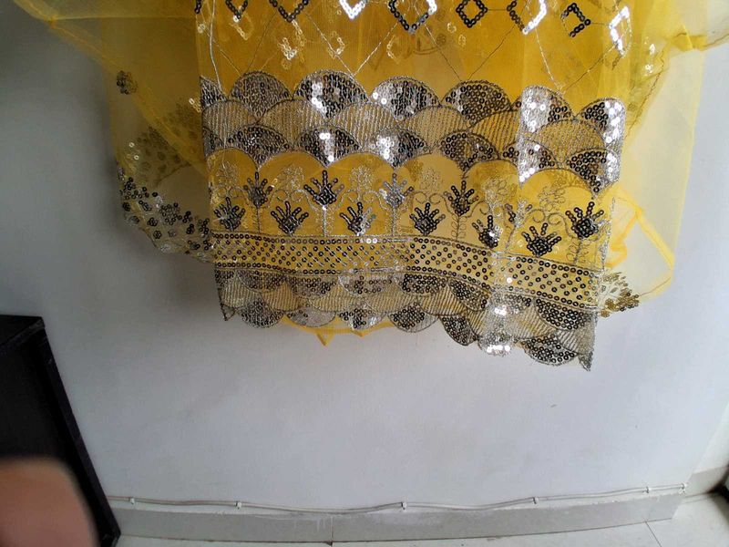 Elegant Yellow Net fabric with duppta
