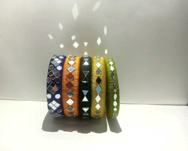 Bangles With Thread and Mirror 🪞 ✨️ 💖