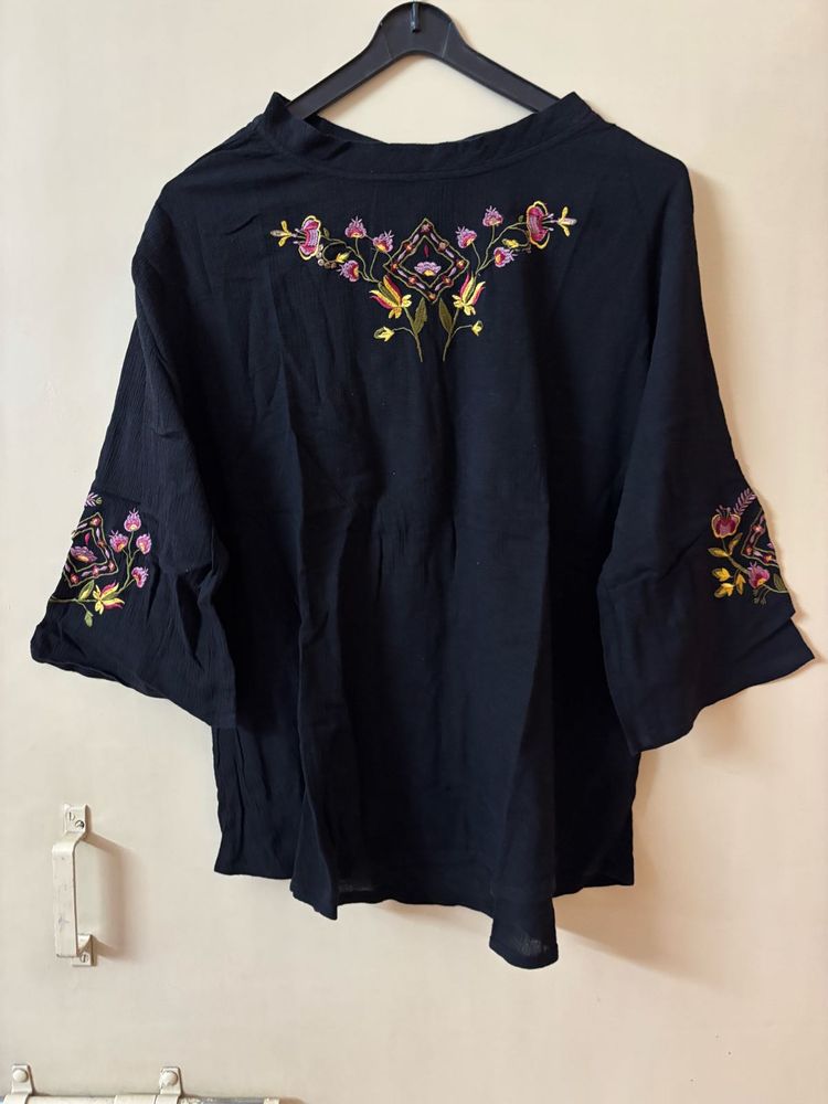 Black Embroidered Top