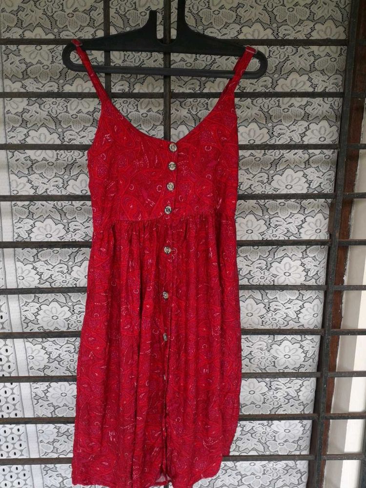Red Paisley Button-Down Sundress