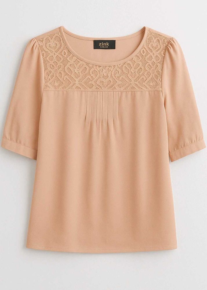 Zink London Size-L  Peach Lace Top