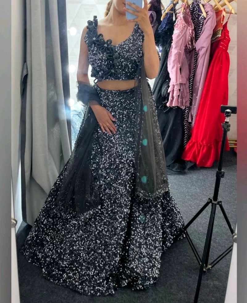 Grey Sequins lehenga