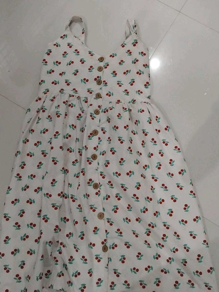 Cherry Print Button-Front Sundress