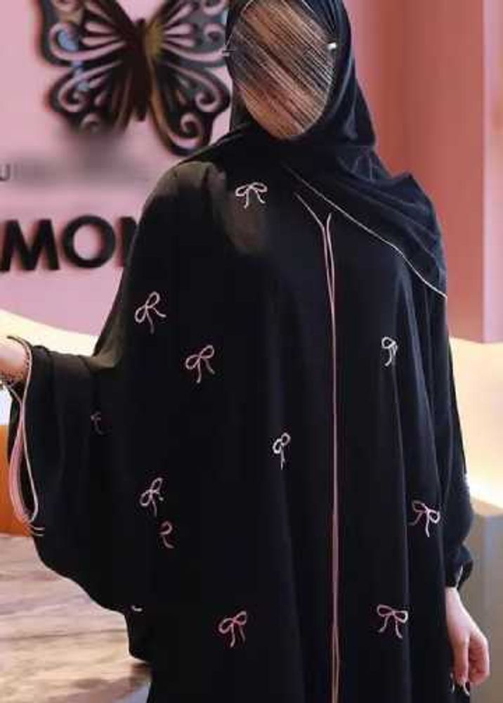 Elegant Bow Abaya(Black)