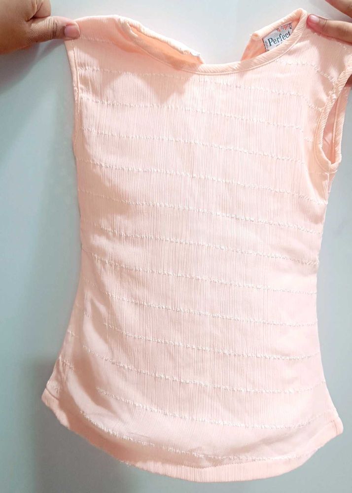 Peach Colour Kids 3 Piece Sharara Set
