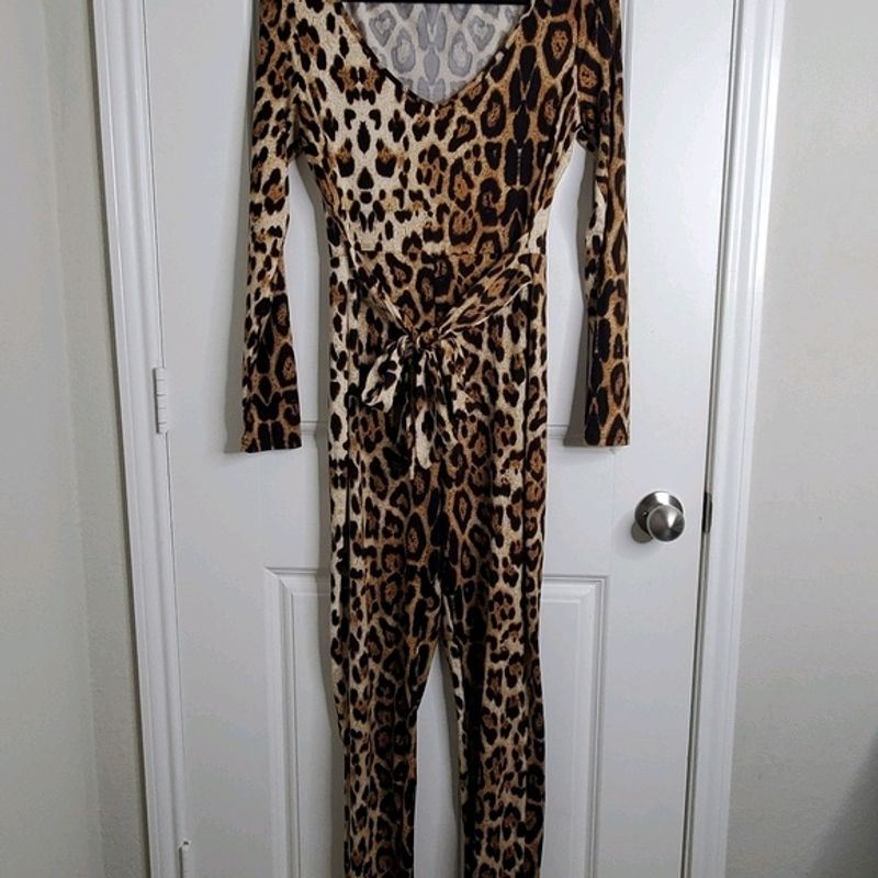 Shein Leopard Print Jumpsuit Dress