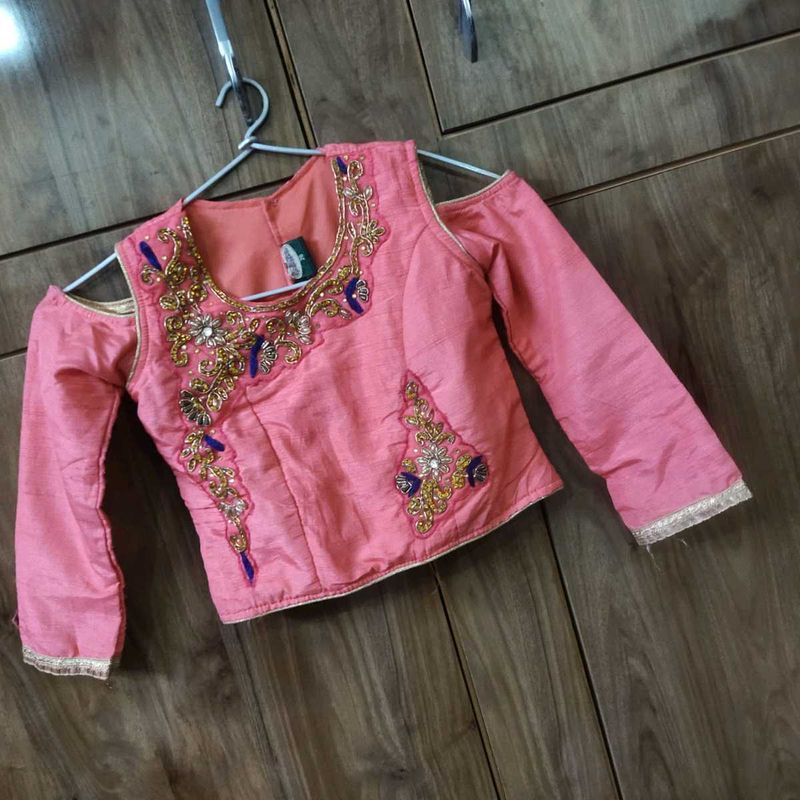 Lehenga Choli In Colour Pink And Blue. Beads