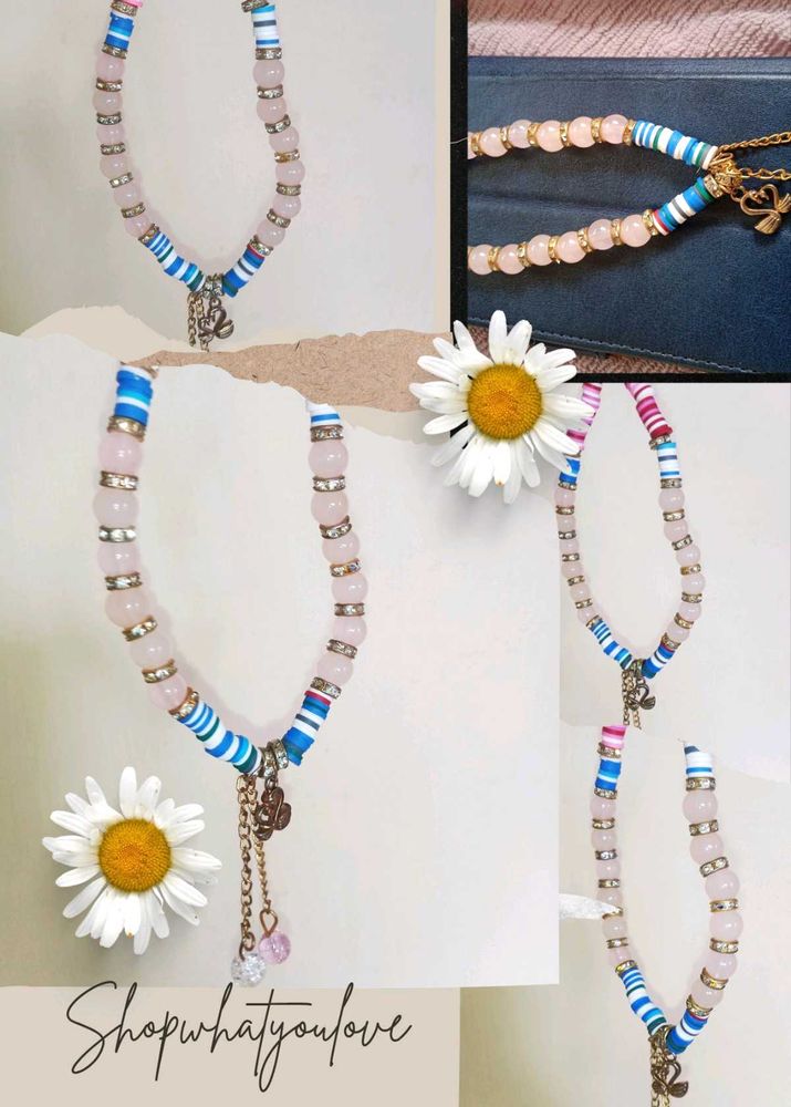 Boho Rose Quartz Beaded Phone Charm