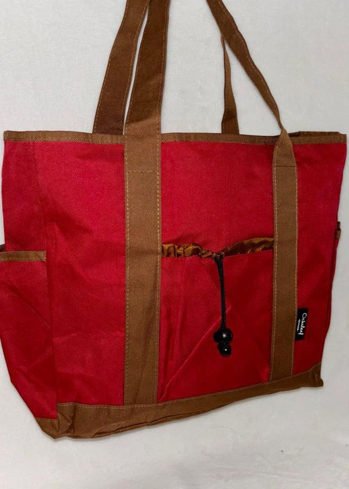 Red &amp; Brown Tote Bag