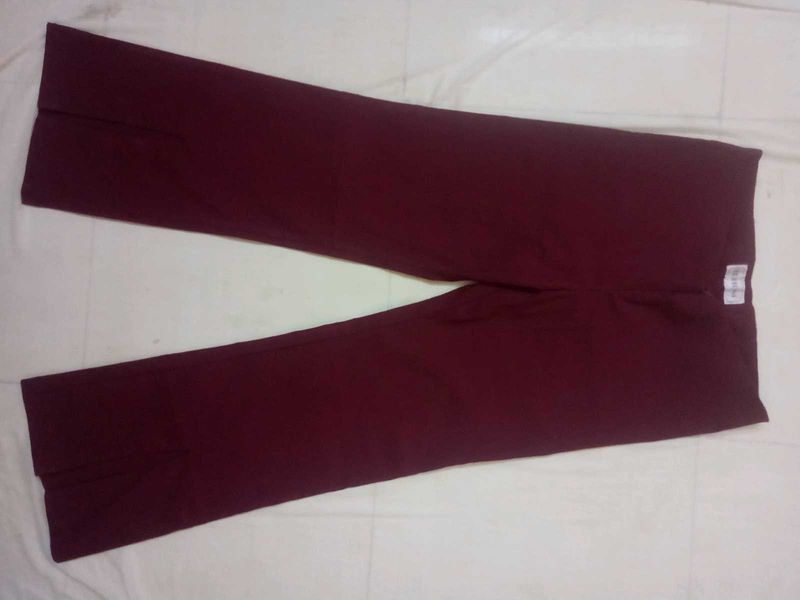 Burgundy Split Hem Pants