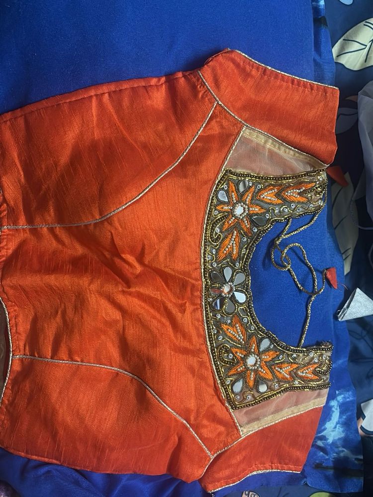 Orange Embroidered Blouse
