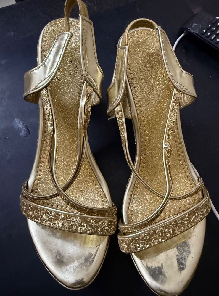 Gold Glittery Flats