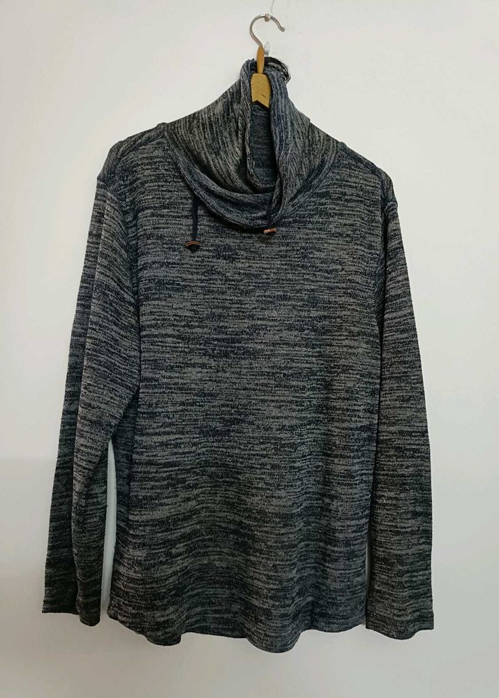 Men’s Heathered Navy Cowl Neck Pullover by E.T.A
