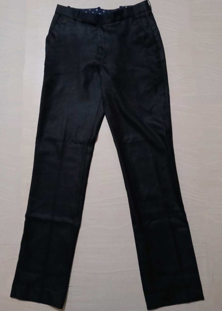 Men Regular Fit Black Cotton Silk Pant