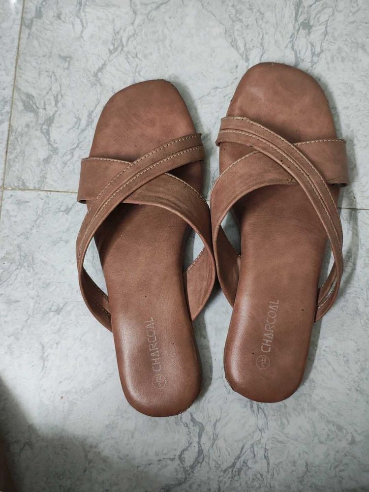 Charcoal Brown Crisscross Flats