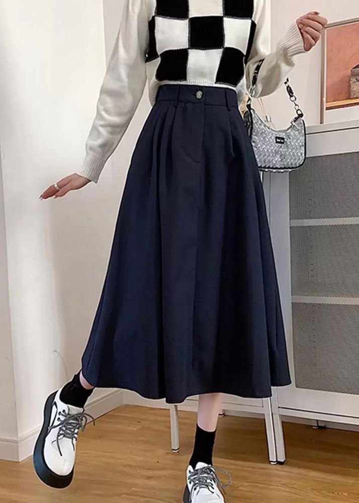 Lulu&amp;sky Pleated A-line Midi Skirt