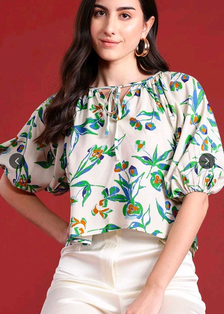 Floral Print Puff Sleeve Top