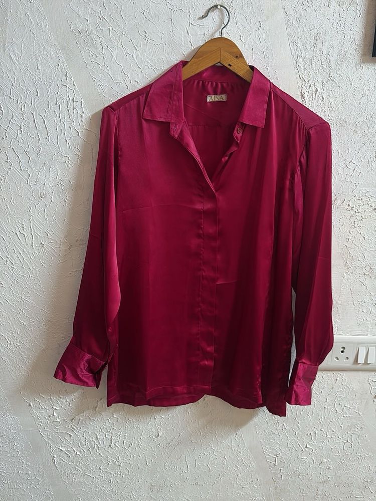 Burgundy Satin Shirt
