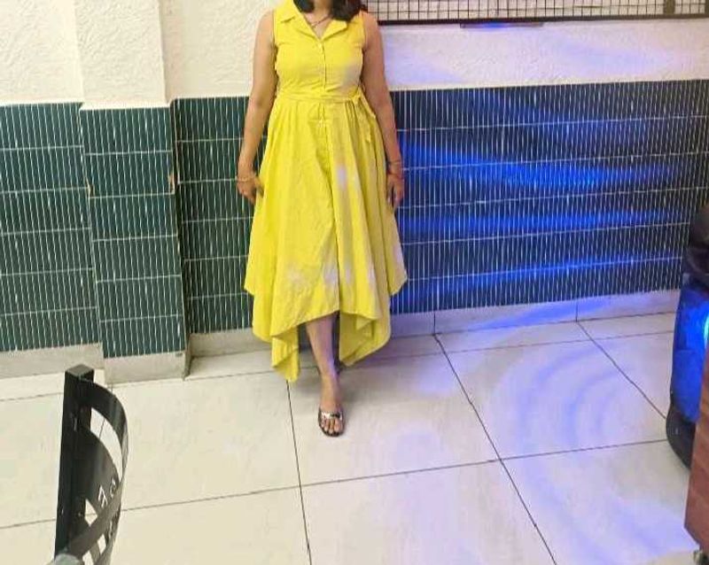 Yellow greenish Asymmetric Dress