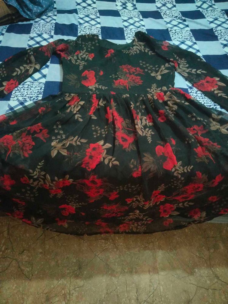 Floral Print Long Sleeve Dress No Coins