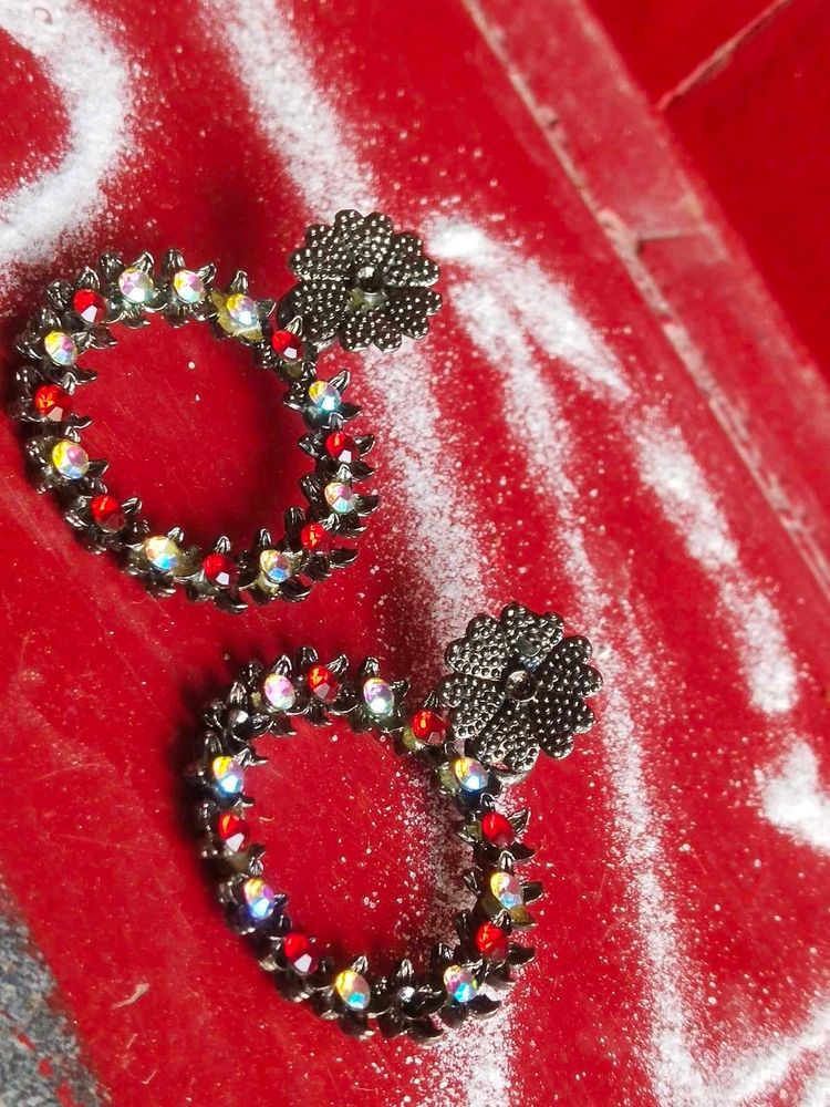 Rhinestone Flower Earrings