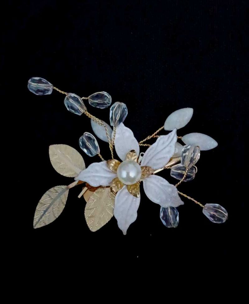 Floral Hair Clip with Pearl Accent