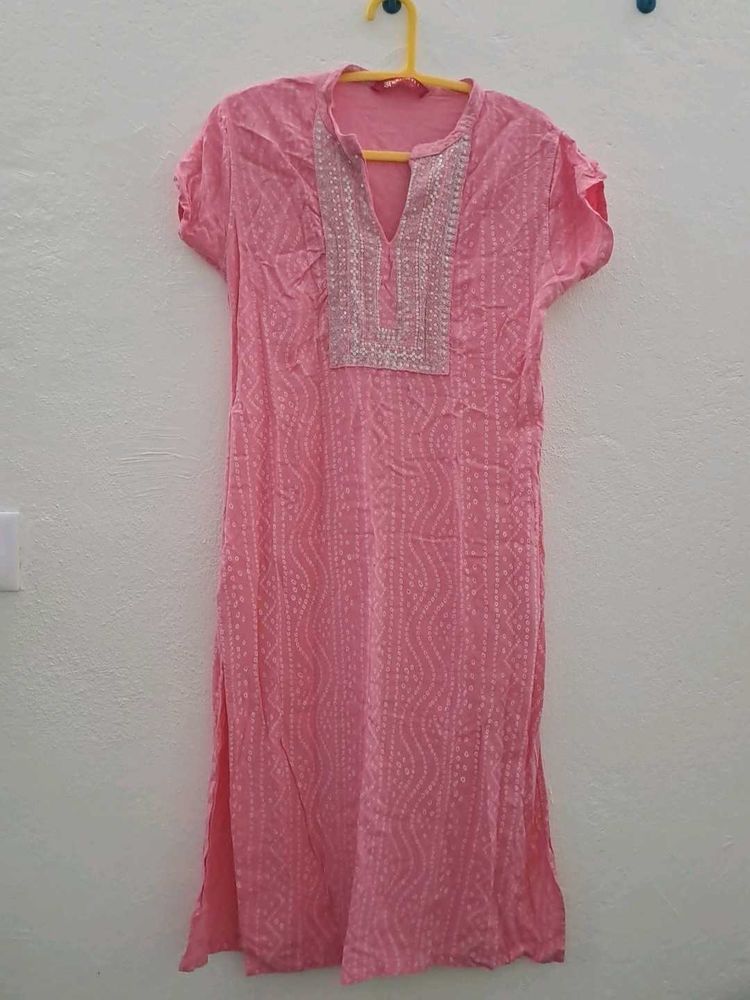 Pink Embroidered Kurta