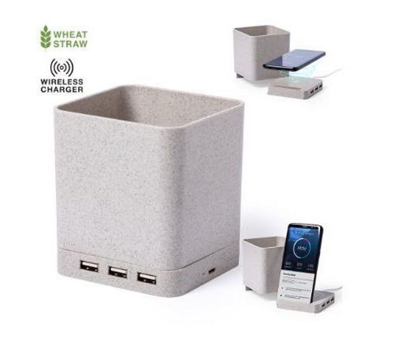 Wireless Charger, Power Bank And Pen Holder All In