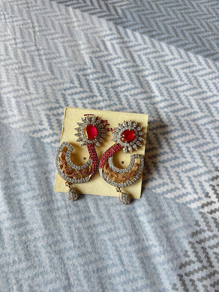 Sparkling Red Stone Earrings