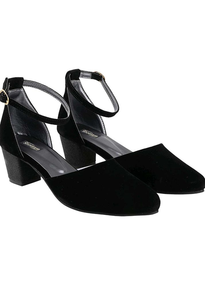 Shoetopia Women&#39;s &amp; Girl&#39;s Black Solid Block Heels