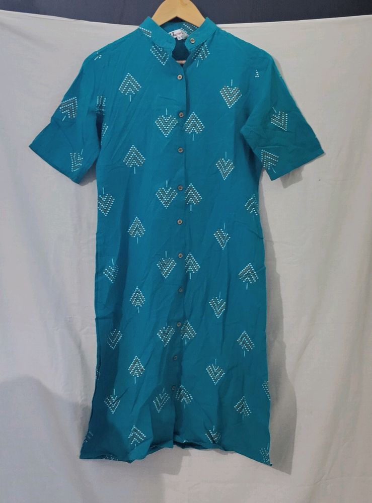 Teal Printed Kurti
