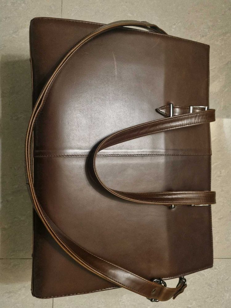 Vintage Brown Leather Tote Bag
