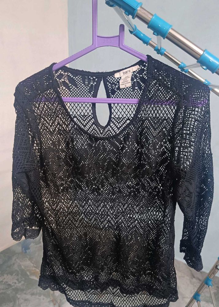 Black Lace 3/4 Sleeve Top