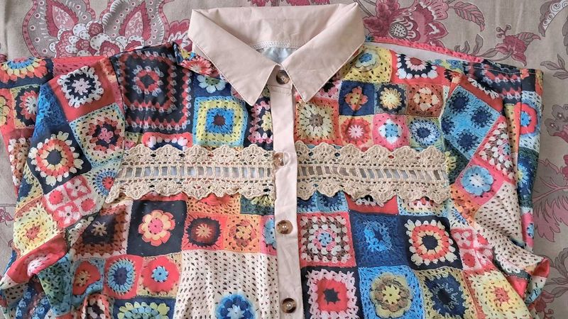 Crochet Granny Square Shirt