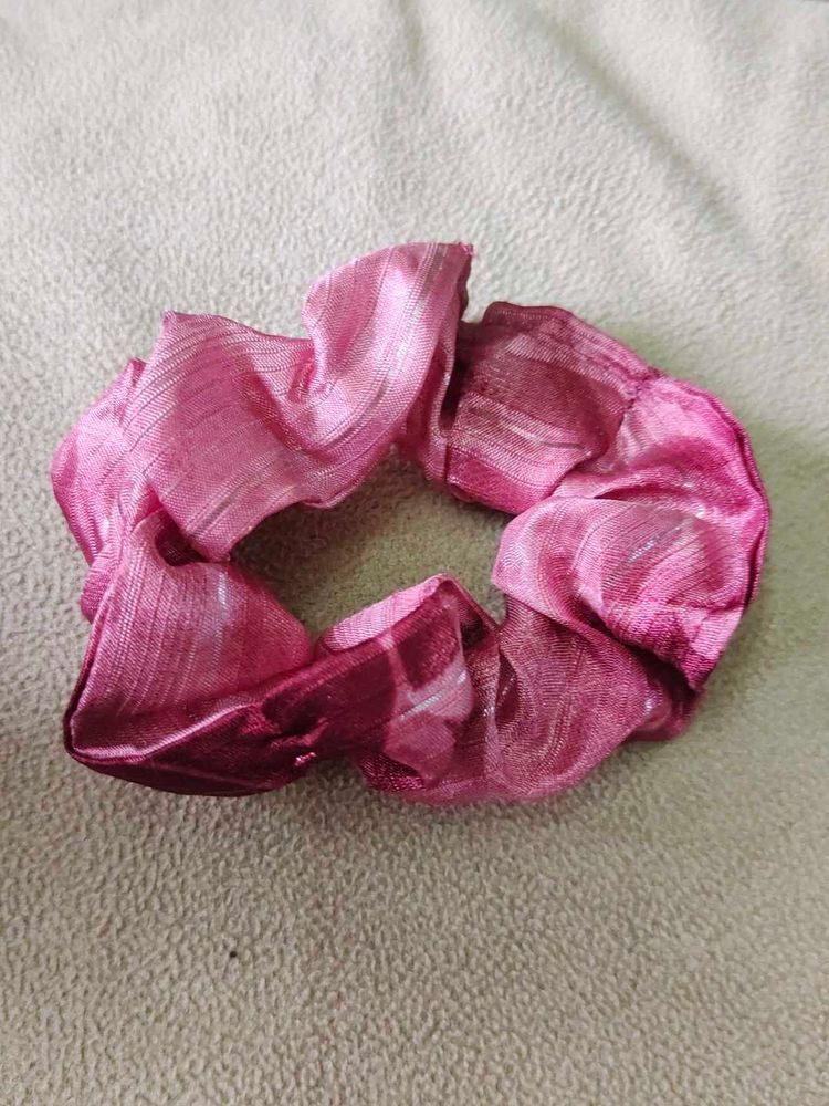 Pink Patterned Hair Scrunchie