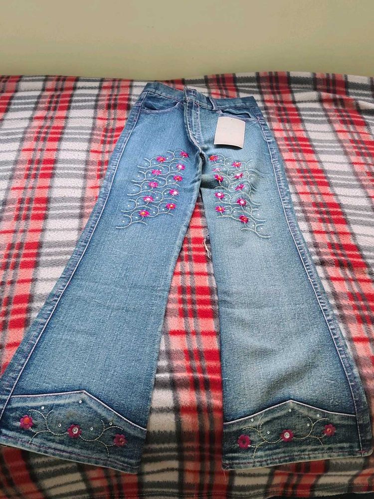 Embroidered Denim Jeans