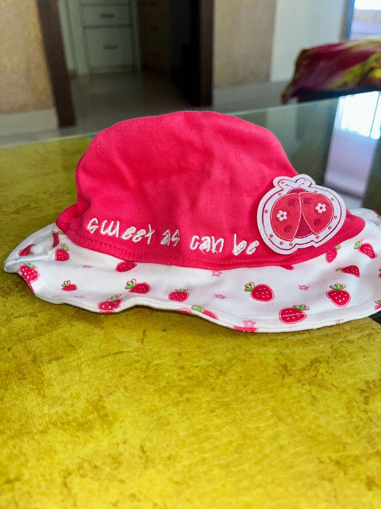 Strawberry &amp; Ladybug Baby Sun Hat