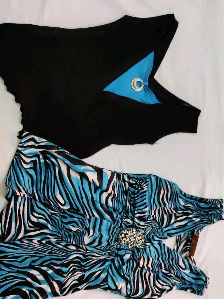 set of 2 black n blue tops