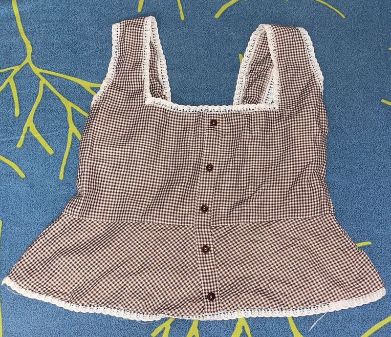 Cute Gingham Peplum Top