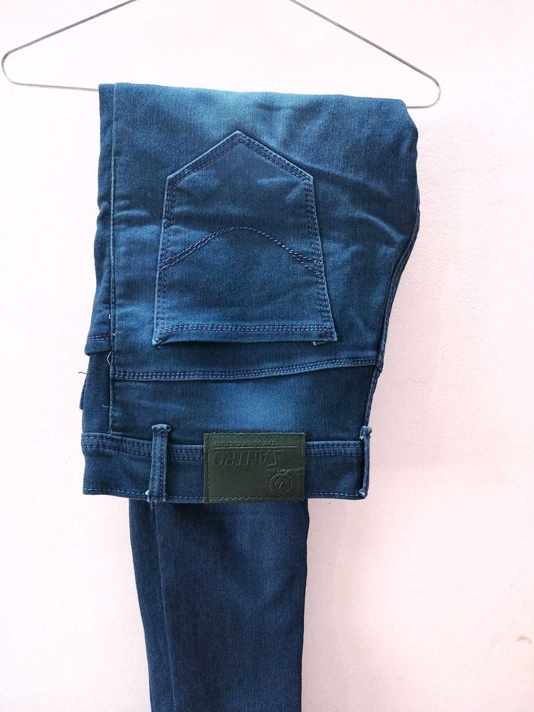 Women Skinny Mid Rise Dark Blue Jeans