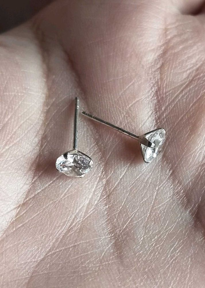 Pure Silver Zircon Studs Earrings