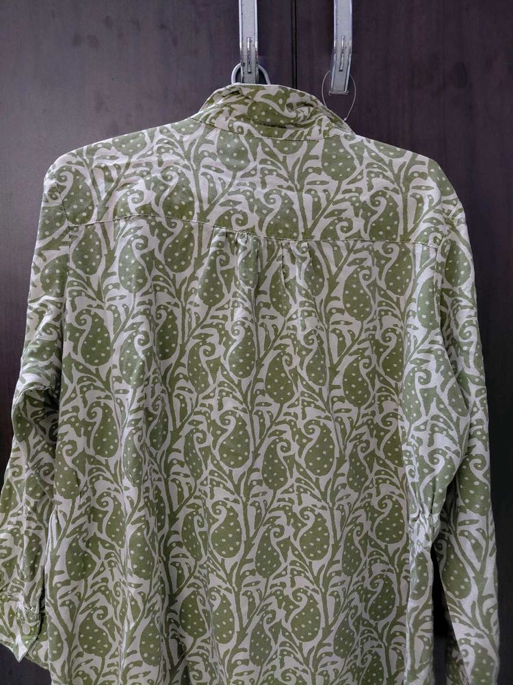 Green Paisley Print Shirt