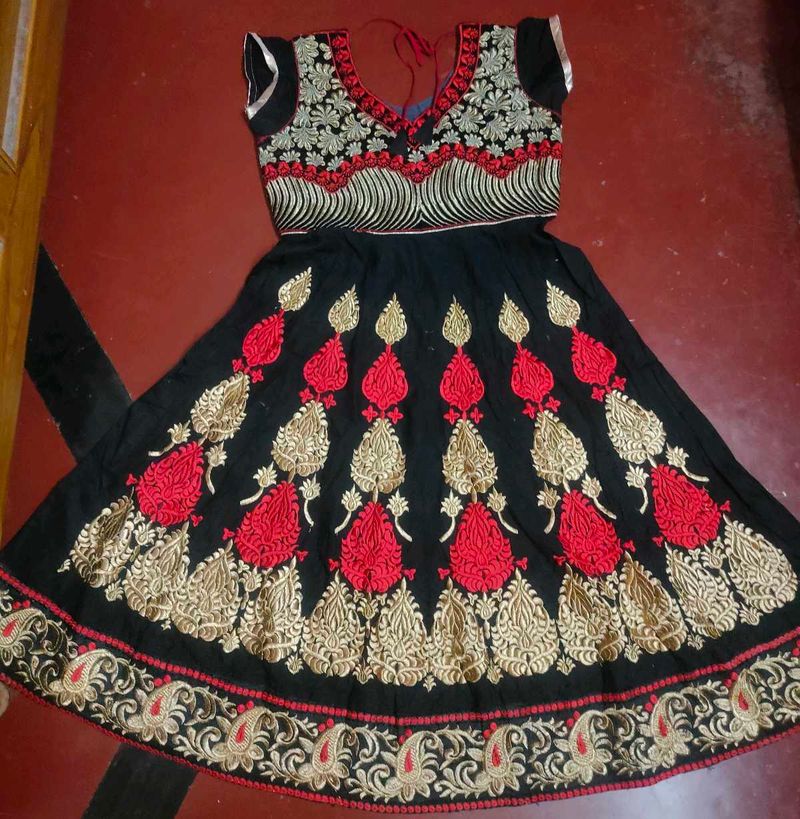Embroidered Black &amp; Red Dress