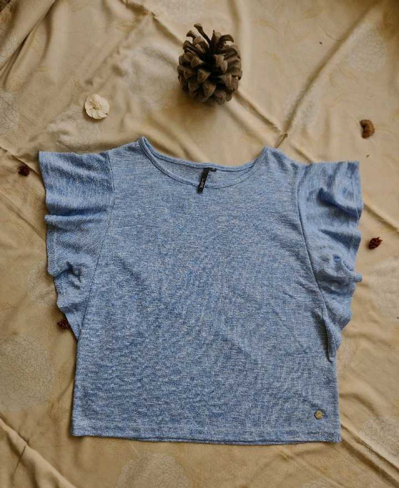 Blue Ruffle Sleeve Top from L.O.V by Westside
