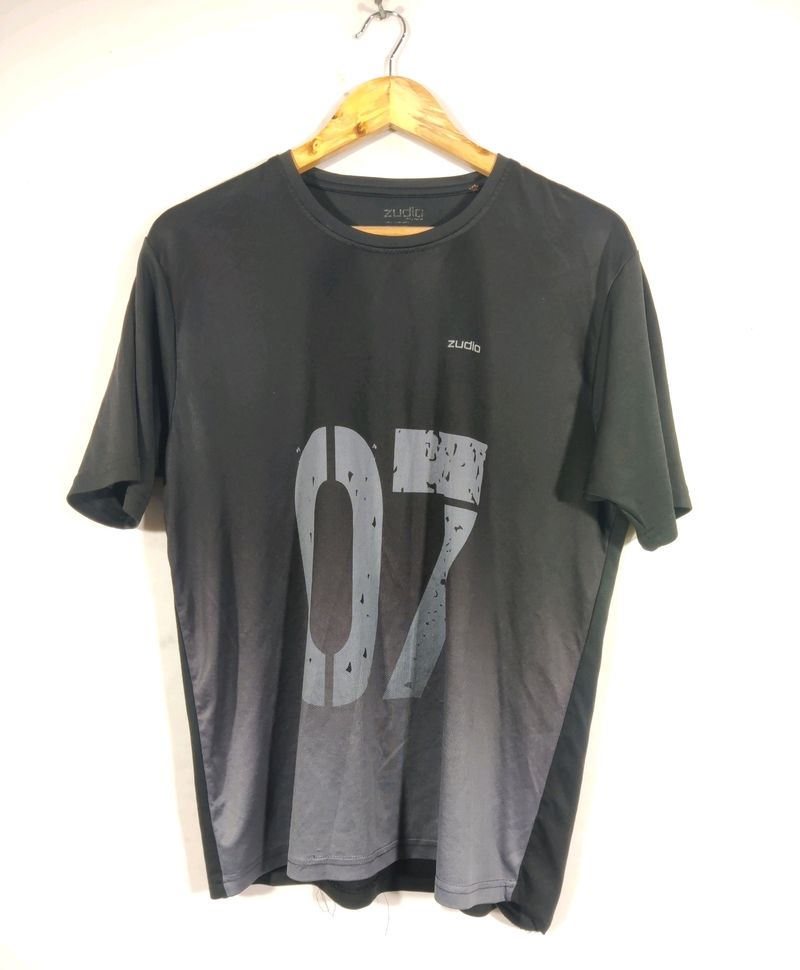 Zudio Black Round Neck Active Wear T-shirt (Women)