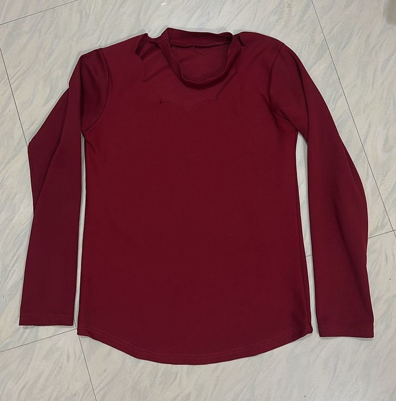 Burgundy Long Sleeve Top