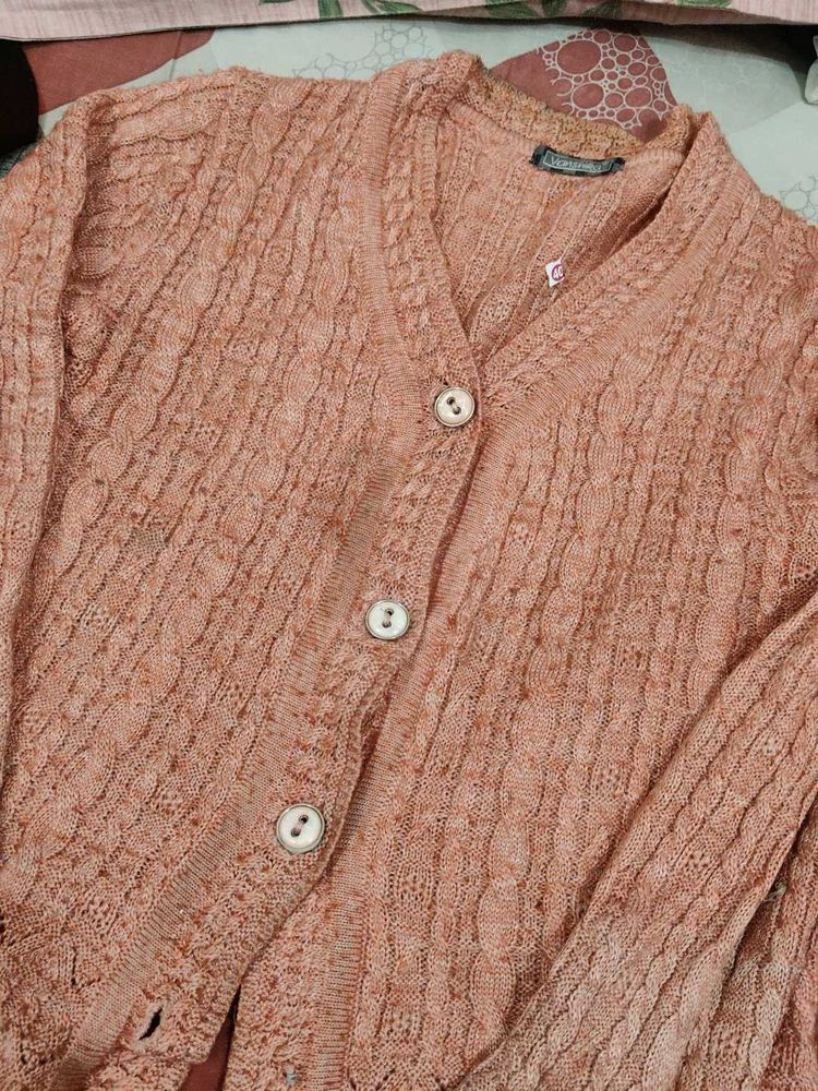 Peach Knit Cardigan