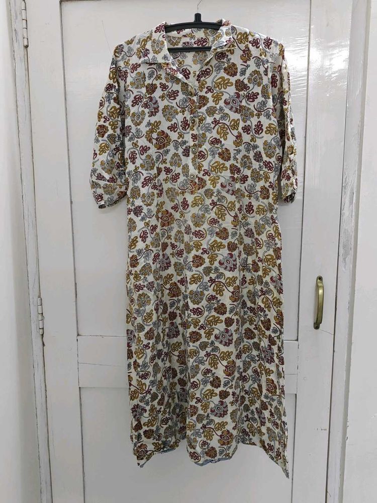 Floral Print Midi Shirt Dress